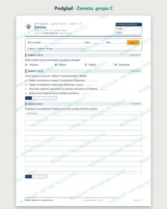 „Zemsta” — kartkówka z lektury, klasy 7–8, grupy A–E — podgląd, grupa C