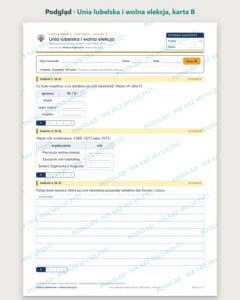 Unia lubelska i wolna elekcja — 5 kart pracy, klasa 6, z kluczem — podgląd, karta B