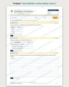 Unia lubelska i wolna elekcja — 5 kart pracy, klasa 6, z kluczem — podgląd, karta C