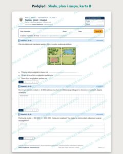 Skala, plan i mapa — 5 kart pracy z geografii, klasa 5, z kluczem — podgląd, karta B