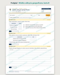 Wielkie odkrycia geograficzne — 5 kart pracy, klasa 6, z kluczem — podgląd, karta B