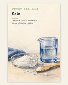Sole — sprawdzian z chemii, klasa 8, grupy A–E — okładka