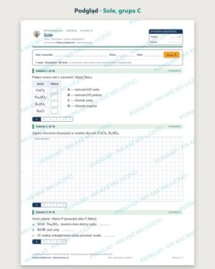 Sole — sprawdzian z chemii, klasa 8, grupy A–E — podgląd, grupa C