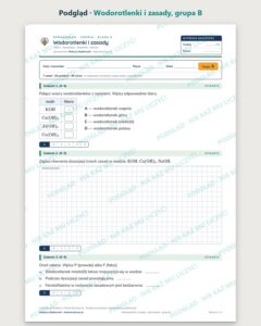 Wodorotlenki i zasady — sprawdzian z chemii, klasa 8, grupy A–E — podgląd, grupa B