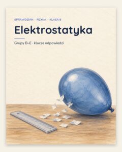 Elektrostatyka — sprawdzian z fizyki, klasa 8, grupy A–E — okładka