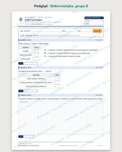 Elektrostatyka — sprawdzian z fizyki, klasa 8, grupy A–E — podgląd, grupa B