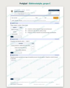 Elektrostatyka — sprawdzian z fizyki, klasa 8, grupy A–E — podgląd, grupa C