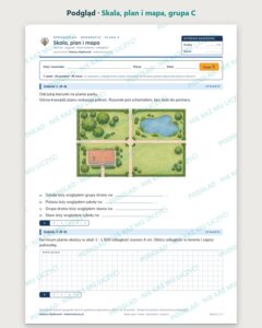 Skala, plan i mapa — sprawdzian z geografii, klasa 5, grupy A–E — podgląd, grupa C