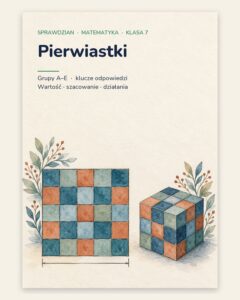 Pierwiastki — sprawdzian z matematyki, klasa 7, grupy A–E — okładka