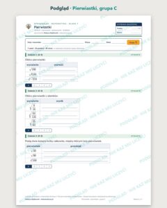 Pierwiastki — sprawdzian z matematyki, klasa 7, grupy A–E — podgląd, grupa C