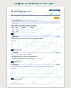 Pole i obwód prostokąta — sprawdzian z matematyki, klasa 4, grupy A–E — podgląd, grupa C