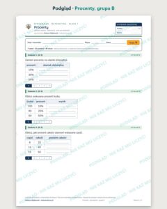 Procenty — sprawdzian z matematyki, klasa 7, grupy A–E — podgląd, grupa B