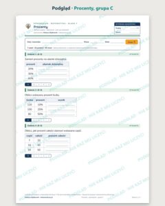 Procenty — sprawdzian z matematyki, klasa 7, grupy A–E — podgląd, grupa C