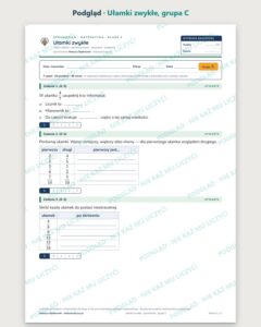 Ułamki zwykłe — sprawdzian z matematyki, klasa 4, grupy A–E — podgląd, grupa C
