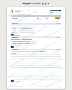 Alkohole — kartkówka z chemii, klasa 8, grupy A–E — podgląd, grupa B