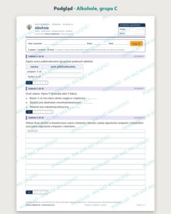 Alkohole — kartkówka z chemii, klasa 8, grupy A–E — podgląd, grupa C