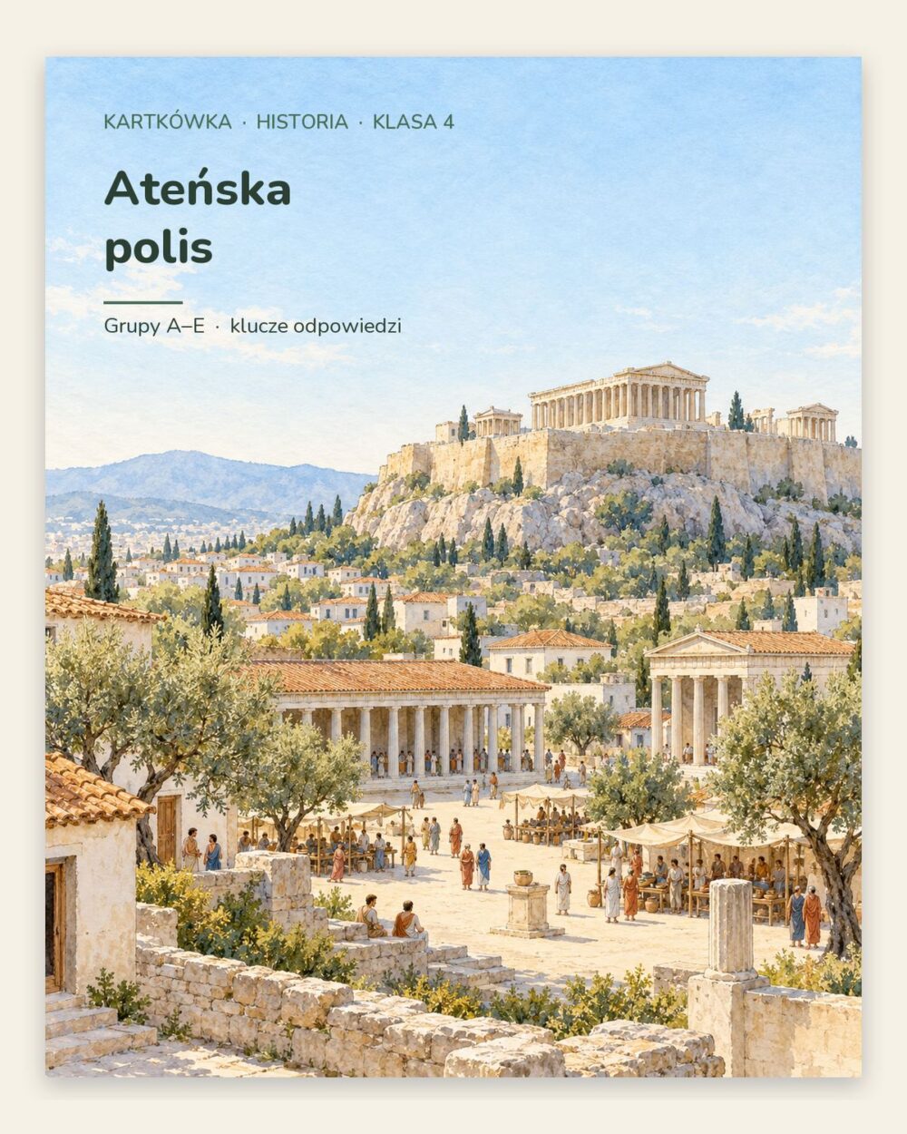 Ateńska polis — kartkówka z historii, klasa 4, grupy A–E — okładka