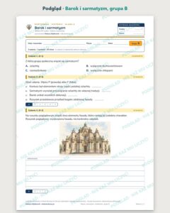 Barok i sarmatyzm — kartkówka z historii, klasa 6, grupy A–E — podgląd, grupa B