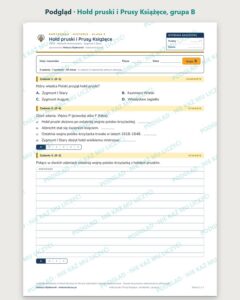 Hołd pruski i Prusy Książęce — kartkówka, klasa 6, grupy A–E — podgląd, grupa B