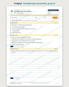 Konfederacja warszawska — kartkówka z historii, klasa 6, grupy A–E — podgląd, grupa B