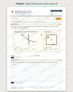 Mapa historyczna i plan — kartkówka z historii, klasa 4, grupy A–E — podgląd, grupa B
