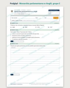 Monarchia parlamentarna w Anglii — kartkówka, klasa 6, grupy A–E — podgląd, grupa C