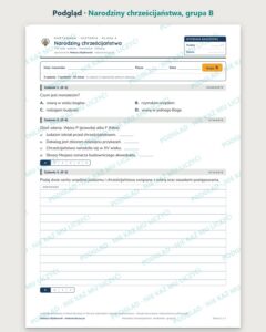Narodziny chrześcijaństwa — kartkówka z historii, klasa 4, grupy A–E — podgląd, grupa B