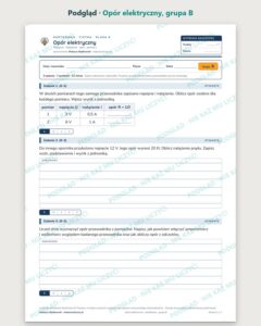 Opór elektryczny — kartkówka z fizyki, klasa 8, grupy A–E — podgląd, grupa B