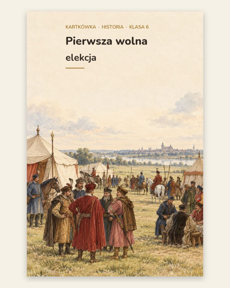 Pierwsza wolna elekcja — kartkówka z historii, klasa 6, grupy A–E — okładka