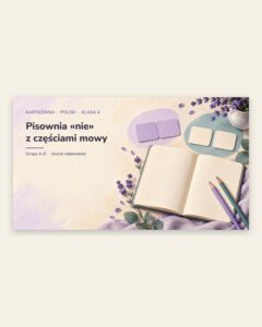 Pisownia „nie” z częściami mowy — kartkówka, klasa 4, grupy A–E — okładka