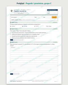 Pogoda i powietrze — kartkówka z przyrody, klasa 4, grupy A–E — podgląd, grupa C