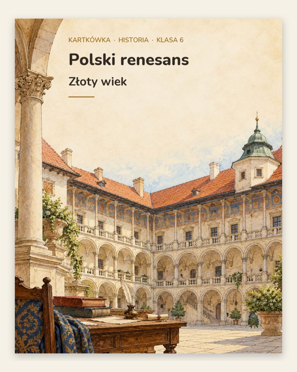 Polski renesans — złoty wiek — kartkówka, klasa 6, grupy A–E — okładka