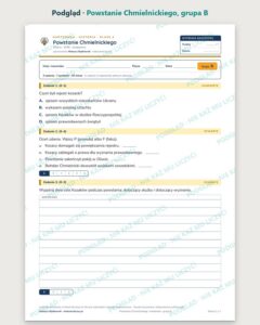 Powstanie Chmielnickiego — kartkówka z historii, klasa 6, grupy A–E — podgląd, grupa B