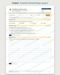 Powstanie Chmielnickiego — kartkówka z historii, klasa 6, grupy A–E — podgląd, grupa C