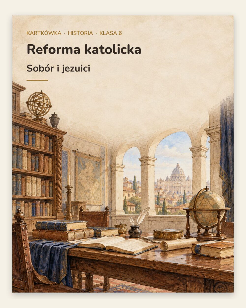 Reforma Kościoła katolickiego — kartkówka, klasa 6, grupy A–E — okładka