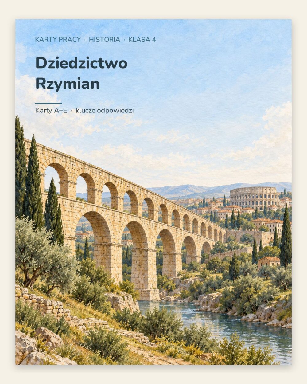 Dziedzictwo Rzymian — 5 kart pracy z historii, klasa 4, z kluczem — okładka