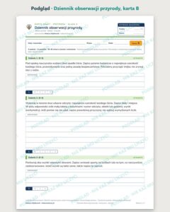 Dziennik obserwacji przyrody — 5 kart pracy, klasa 4, z kluczem — podgląd, karta B