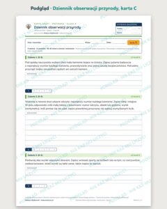 Dziennik obserwacji przyrody — 5 kart pracy, klasa 4, z kluczem — podgląd, karta C