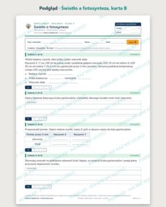 Światło a fotosynteza — 5 kart pracy z biologii, klasa 5, z kluczem — podgląd, karta B