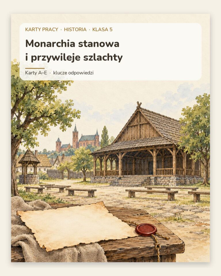 Monarchia stanowa — 5 kart pracy z historii, klasa 5, z kluczem — okładka