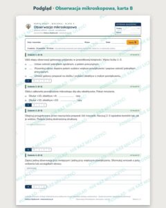 Obserwacja mikroskopowa — 5 kart pracy z biologii, klasa 5, z kluczem — podgląd, karta B