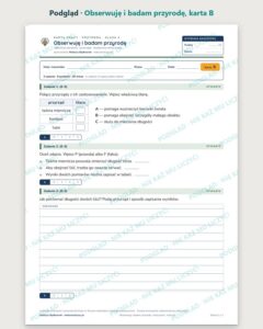 Obserwuję i badam przyrodę — 5 kart pracy, klasa 4, z kluczem — podgląd, karta B