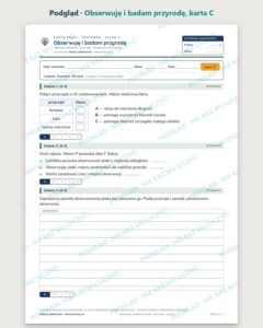 Obserwuję i badam przyrodę — 5 kart pracy, klasa 4, z kluczem — podgląd, karta C