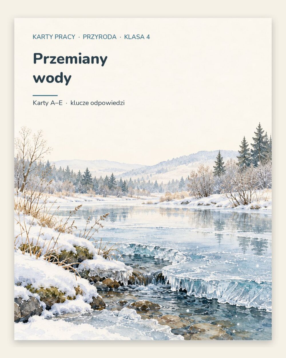 Przemiany wody — 5 kart pracy z przyrody, klasa 4, z kluczem — okładka