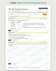 Reforma Kościoła katolickiego — 5 kart pracy, klasa 6, z kluczem — podgląd, karta B