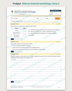 Reforma Kościoła katolickiego — 5 kart pracy, klasa 6, z kluczem — podgląd, karta C