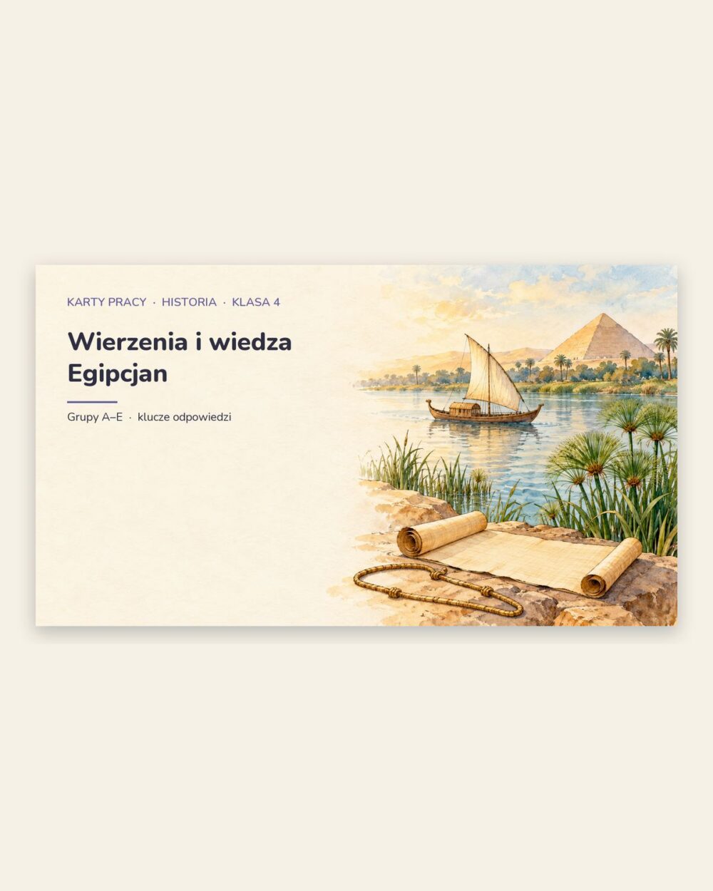 Wierzenia i wiedza Egipcjan — 5 kart pracy, klasa 4, z kluczem — okładka