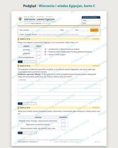 Wierzenia i wiedza Egipcjan — 5 kart pracy, klasa 4, z kluczem — podgląd, karta C
