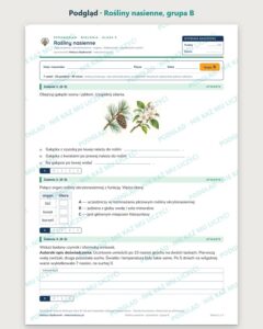 Rośliny nasienne — sprawdzian z biologii, klasa 5, grupy A–E — podgląd, grupa B