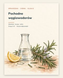 Pochodne węglowodorów — sprawdzian z chemii, klasa 8, grupy A–E — okładka